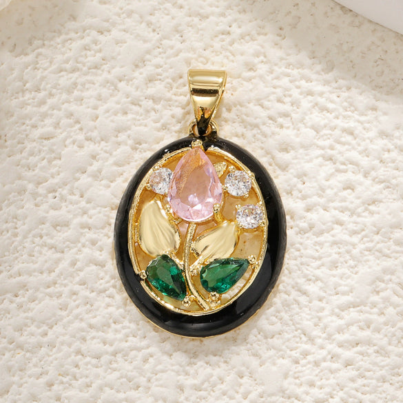 Wholesale Flower Style Copper Electroplated Gold Necklace Pendant