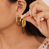 Wholesale Flowershaped 316L Stainless Steel Gold Plated Geometric Lace Zircon Earrings For Women