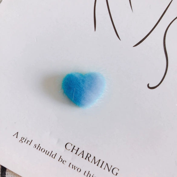 Wholesale Fluffy Flannel Peach Heart Diy Hair Clip Accessories Material In Candy Color With Environmental Protection Treatment
