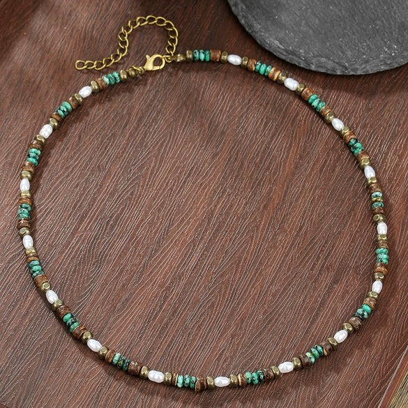 Wholesale Flying Disc Bead Clavicle Chain Necklace Coconut Shell Imitation Pearl African Pine Alloy Geometric Handmade Unisex