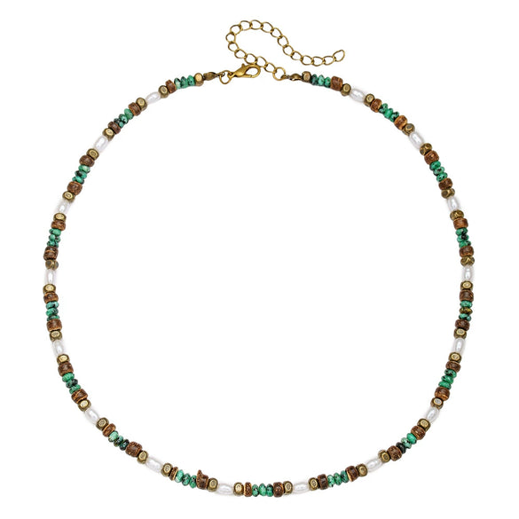 Wholesale Flying Disc Bead Clavicle Chain Necklace Coconut Shell Imitation Pearl African Pine Alloy Geometric Handmade Unisex