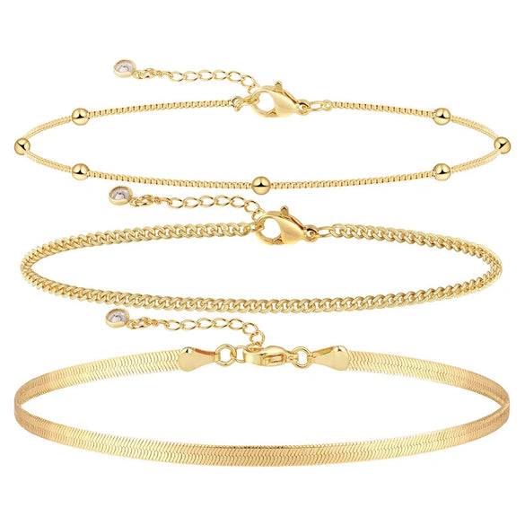 Wholesale Foot Accessories Geometric Copper Gold Plated Anklet For Girls Jewelry