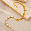 Wholesale Foot Accessories Stainless Steel Goldplated Doublelayer Chain Rice Bead Splicing Star Anklet For Women