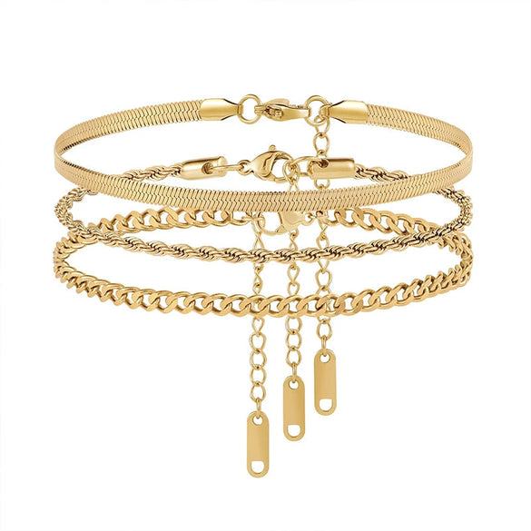 Wholesale Foot Chain Copper Geometric Style Real Gold Plated For Women