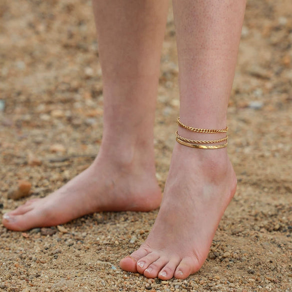 Wholesale Foot Chain Copper Geometric Style Real Gold Plated For Women