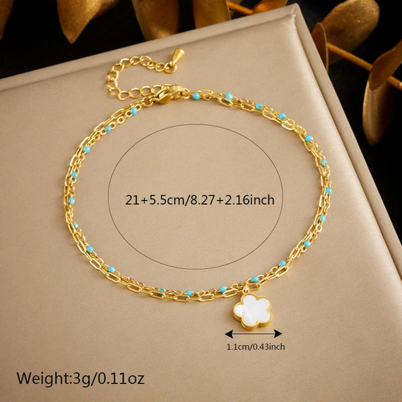 Wholesale Foot Chain Stainless Steel Gold Plated Butterfly Flower Pendant Retro Fashion Style