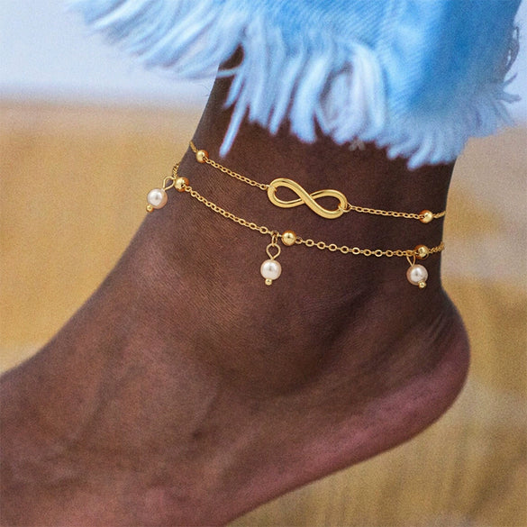 Wholesale Foot Decoration Gold Plated Copper With Artificial Gemstones And Semiprecious Stones Geometric Style For Women