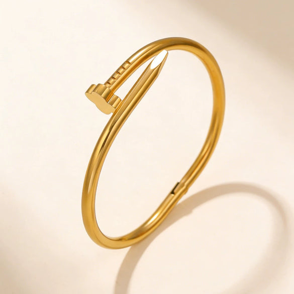 Wholesale Four Leaf Clover Nail Stainless Steel 18K Gold Plated Electroplated Geometric Bracelet