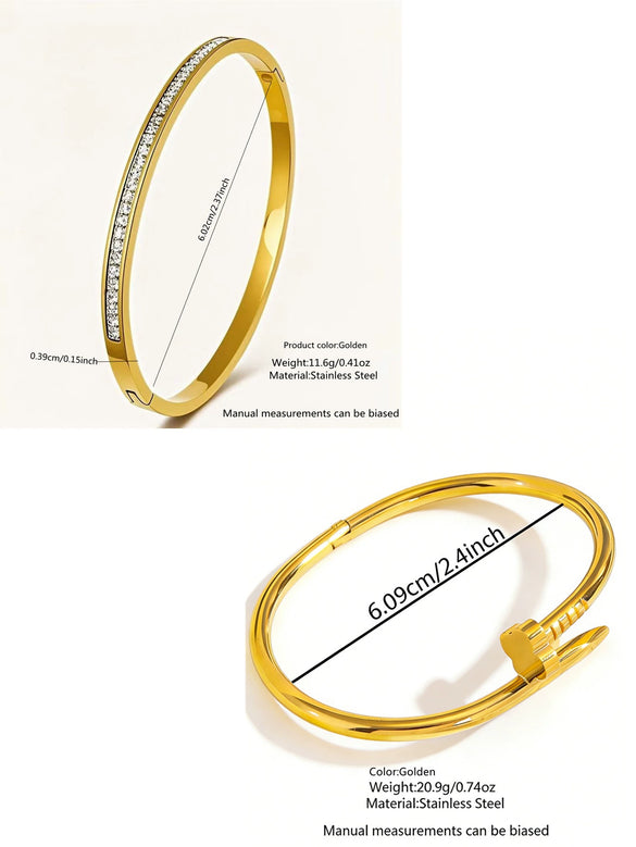 Wholesale Four Leaf Clover Nail Stainless Steel 18K Gold Plated Electroplated Geometric Bracelet