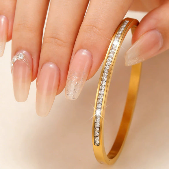 Wholesale Four Leaf Clover Nail Stainless Steel 18K Gold Plated Electroplated Geometric Bracelet