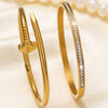 Wholesale Four Leaf Clover Nail Stainless Steel 18K Gold Plated Electroplated Geometric Bracelet