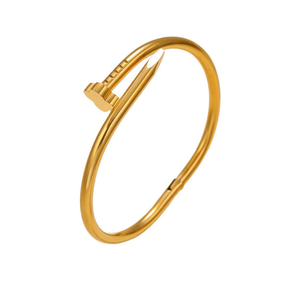 Wholesale Four Leaf Clover Nail Stainless Steel 18K Gold Plated Electroplated Geometric Bracelet