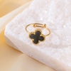 Wholesale Fourleaf Clover Adjustable Open Ring For Women Titanium Steel 18K Gold Electroplated Geometric Design
