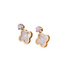 Wholesale Fourleaf Clover Diamond Earrings In Rose Gold Light Luxury Style Nonfading Titanium Steel Electroplated