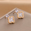 Wholesale Fourleaf Clover Diamond Earrings In Rose Gold Light Luxury Style Nonfading Titanium Steel Electroplated