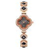 Wholesale Fourleaf Clover Flower Shape Alloy Rhinestone Emerald Bracelet Watch For Women With Sapphire Crystal Glass Mirror And Stainless Steel Buckle