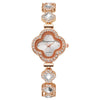 Wholesale Fourleaf Clover Flower Shape Alloy Rhinestone Emerald Bracelet Watch For Women With Sapphire Crystal Glass Mirror And Stainless Steel Buckle