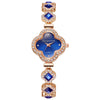 Wholesale Fourleaf Clover Flower Shape Alloy Rhinestone Emerald Bracelet Watch For Women With Sapphire Crystal Glass Mirror And Stainless Steel Buckle