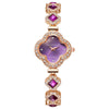 Wholesale Fourleaf Clover Flower Shape Alloy Rhinestone Emerald Bracelet Watch For Women With Sapphire Crystal Glass Mirror And Stainless Steel Buckle