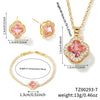 Wholesale Fourleaf Clover Pendant Multicolor Sweet Fashion Copper Jewelry Set With Inlaid Zircon Electroplated Earrings Bracelet And Necklace