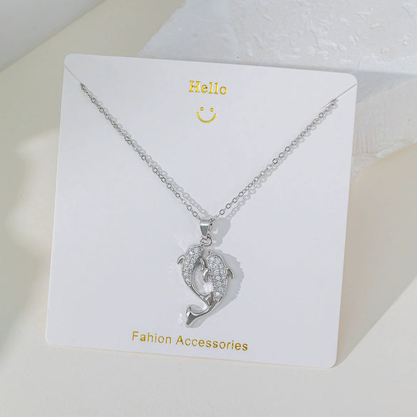 Wholesale Fourleaf Clover Pendant Necklace Copper Pendant Titanium Steel Chain Electroplated Simple Style With Heart Flower Star And Geometric Patterns