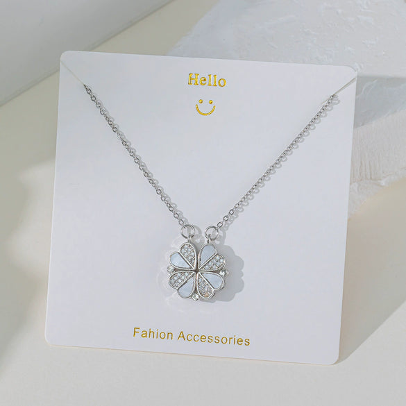 Wholesale Fourleaf Clover Pendant Necklace Copper Pendant Titanium Steel Chain Electroplated Simple Style With Heart Flower Star And Geometric Patterns