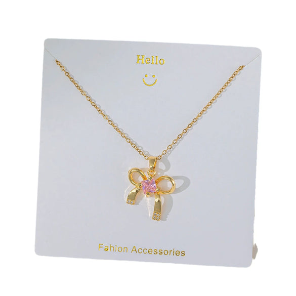 Wholesale Fourleaf Clover Pendant Necklace Copper Pendant Titanium Steel Chain Electroplated Simple Style With Heart Flower Star And Geometric Patterns