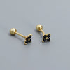 Wholesale Fourleaf Clover Piercing Earrings For Women S925 Silver Floral Zircon Thread Ear Nail Overlapped Electroplated