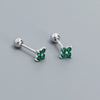 Wholesale Fourleaf Clover Piercing Earrings For Women S925 Silver Floral Zircon Thread Ear Nail Overlapped Electroplated