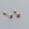 Wholesale Fourleaf Clover Piercing Earrings For Women S925 Silver Floral Zircon Thread Ear Nail Overlapped Electroplated