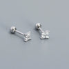 Wholesale Fourleaf Clover Piercing Earrings For Women S925 Silver Floral Zircon Thread Ear Nail Overlapped Electroplated