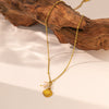 Wholesale Fourleaf Clover Rhombus Sweet And Cool Geometric Style Electroplated 18K Gold Steel Sweater Chain Jewelry For Women