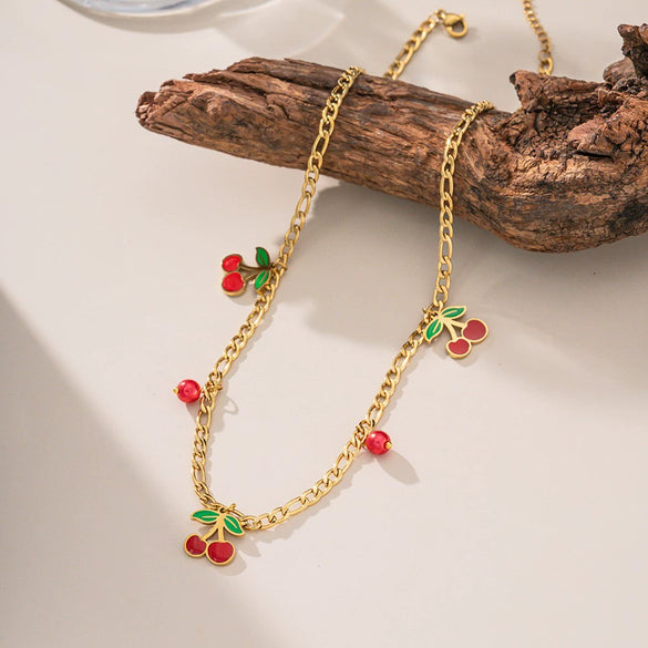 Wholesale Fourleaf Clover Rhombus Sweet And Cool Geometric Style Electroplated 18K Gold Steel Sweater Chain Jewelry For Women