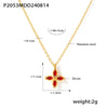 Wholesale Fourpetal Flower Zircon Pendant Collarbone Necklace And Open Ring For Women Titanium Steel 18K Gold Plated Electroplated