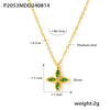 Wholesale Fourpetal Flower Zircon Pendant Collarbone Necklace And Open Ring For Women Titanium Steel 18K Gold Plated Electroplated