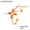 Wholesale Fourpetal Flower Zircon Pendant Collarbone Necklace And Open Ring For Women Titanium Steel 18K Gold Plated Electroplated