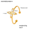 Wholesale Fourpetal Flower Zircon Pendant Collarbone Necklace And Open Ring For Women Titanium Steel 18K Gold Plated Electroplated