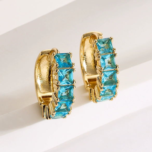 Wholesale French Niche Luxury Copper Plated Zircon Earrings For Women Retro Geometric Style