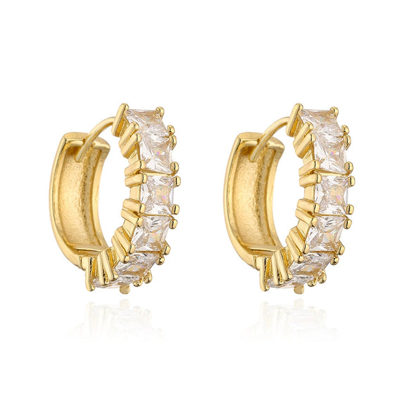 Wholesale French Niche Luxury Copper Plated Zircon Earrings For Women Retro Geometric Style