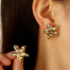 Wholesale French Retro All Match Style Starfish Love Earrings In Stainless Steel With Star And Heart Shape Electroplated
