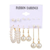 Wholesale French Retro Artificial Pearl Love Earrings Set Six Pairs Geometric Style Electroplated