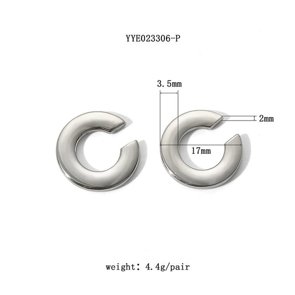 Wholesale French Retro C Shaped Stainless Steel Ear Clip Earrings With 18K Gold Plated High Grade Ear Buckle And Vacuum Real Gold Electroplating In Pvd Furnace