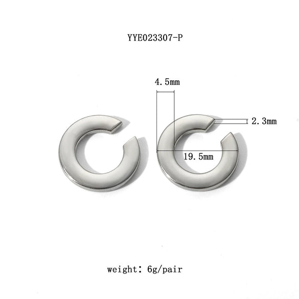 Wholesale French Retro C Shaped Stainless Steel Ear Clip Earrings With 18K Gold Plated High Grade Ear Buckle And Vacuum Real Gold Electroplating In Pvd Furnace