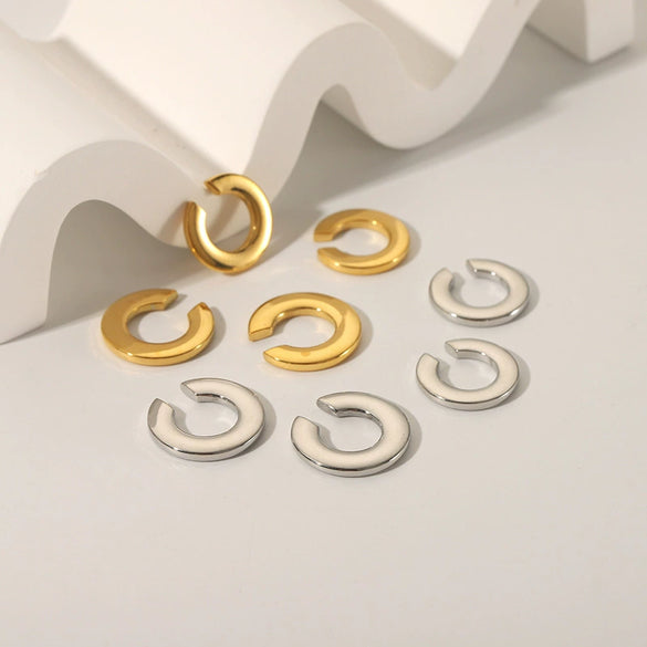 Wholesale French Retro C Shaped Stainless Steel Ear Clip Earrings With 18K Gold Plated High Grade Ear Buckle And Vacuum Real Gold Electroplating In Pvd Furnace