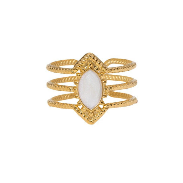 Wholesale French Retro Court Style Titanium Steel Open Ring 18K Gold Plated Geometric Light Luxury High End Fashion Elegant All Match