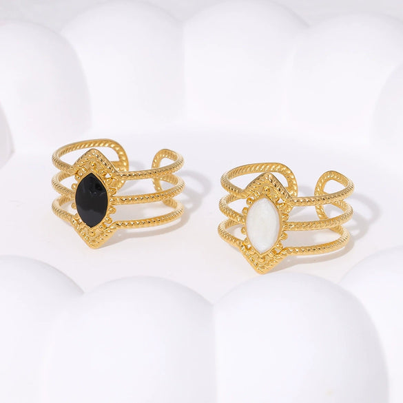 Wholesale French Retro Court Style Titanium Steel Open Ring 18K Gold Plated Geometric Light Luxury High End Fashion Elegant All Match