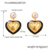 Wholesale French Retro Earrings With Imitation Pearl And Heart Shaped Three Dimensional Glass Stone Copper Material Electroplating Design