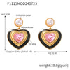 Wholesale French Retro Earrings With Imitation Pearl And Heart Shaped Three Dimensional Glass Stone Copper Material Electroplating Design