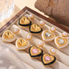 Wholesale French Retro Earrings With Imitation Pearl And Heart Shaped Three Dimensional Glass Stone Copper Material Electroplating Design