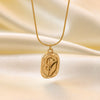 Wholesale French Retro Embossed Tulip K Goldplated Titanium Steel Pendant Necklace For Women